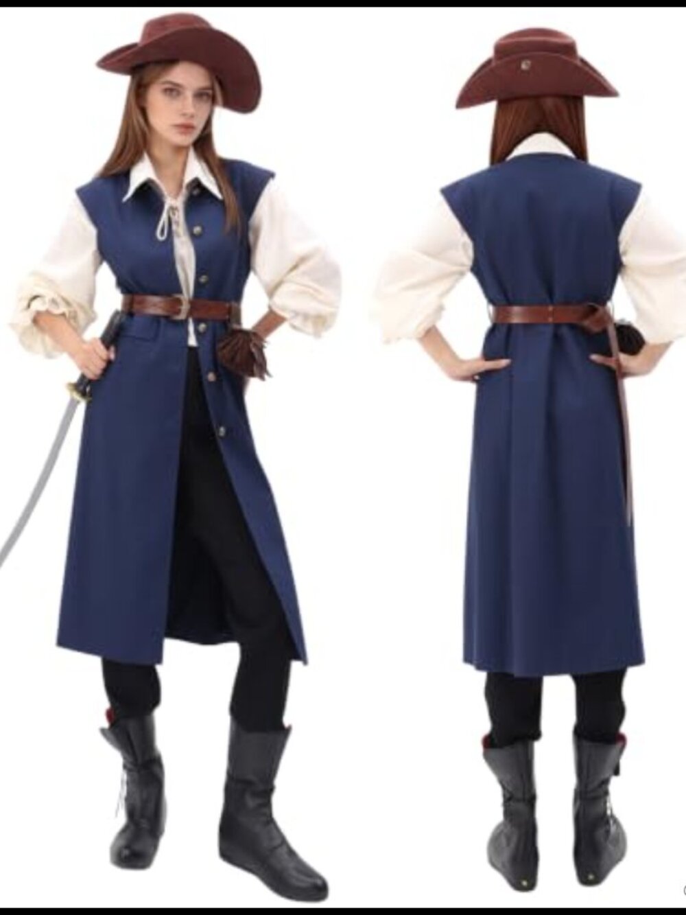 DAZCOS Women's Medieval Pirate Vest with Belt Pockets Renaissance Waistcoat